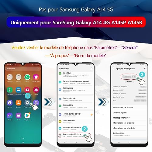 Écran LCD Samsung A14 4G remplacement vitre tactile bloc assemblé SM-A145 2023