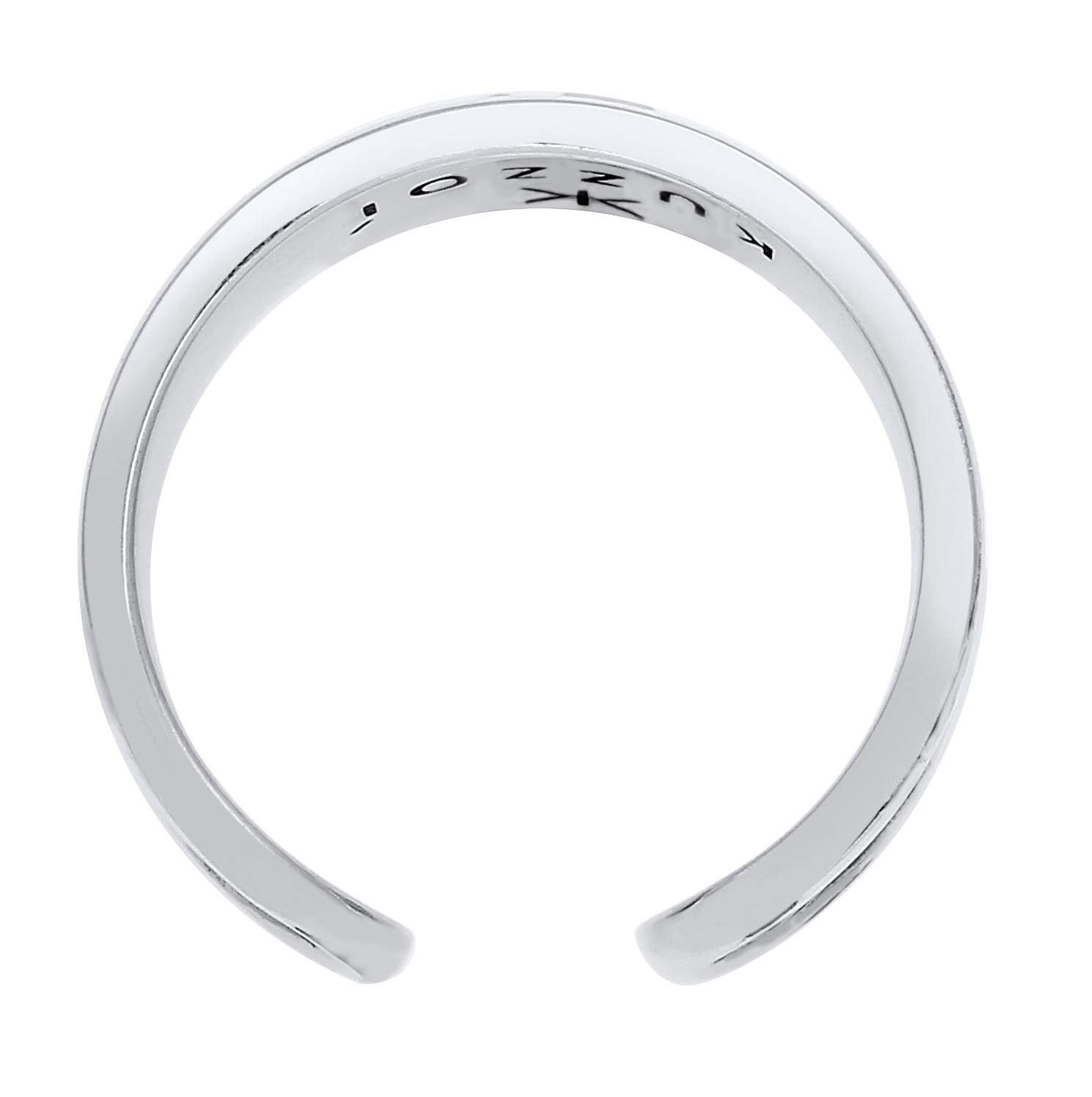 Kuzzoi Anello da uomo (10 mm) aperto, regolabile, anello massiccio da uomo in argento Sterling 925 dall'aspetto vintage, anello a fascia con ornamento in rilievo, superficie ossidata