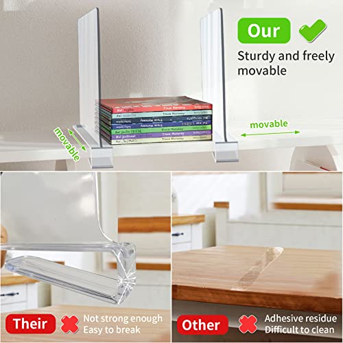 12 Pack Acrylic Shelf Dividers, Clear Shelf Divider for Closet Organization, Closet Shelf Separators for Clothes/Purses, Wood Shelves Organizers in Bedroom, Kitchen, Office, Cabinets, Bathroom Storage - Image 6