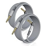 RUXELY Cable Instrumento 6.35mm TRS 3M 2-Pack,Lead Balanceado Audio Estéreo 1/4 Pulgadas Macho 6.3 Jack,Cord 6.35 para Guitarra Eléctrica,Bajo,Teclado,Mezclador,Amplificador Amp,Altavoz