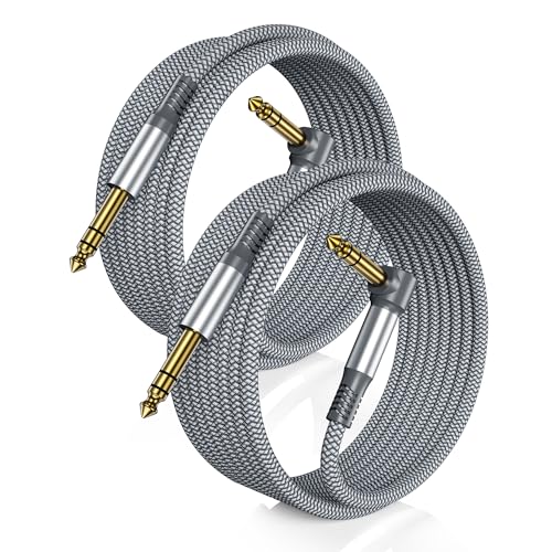RUXELY 6.35mm TRS Instrument Cable 10FT 2Pack,1/4 Inch Male Guitar Cord