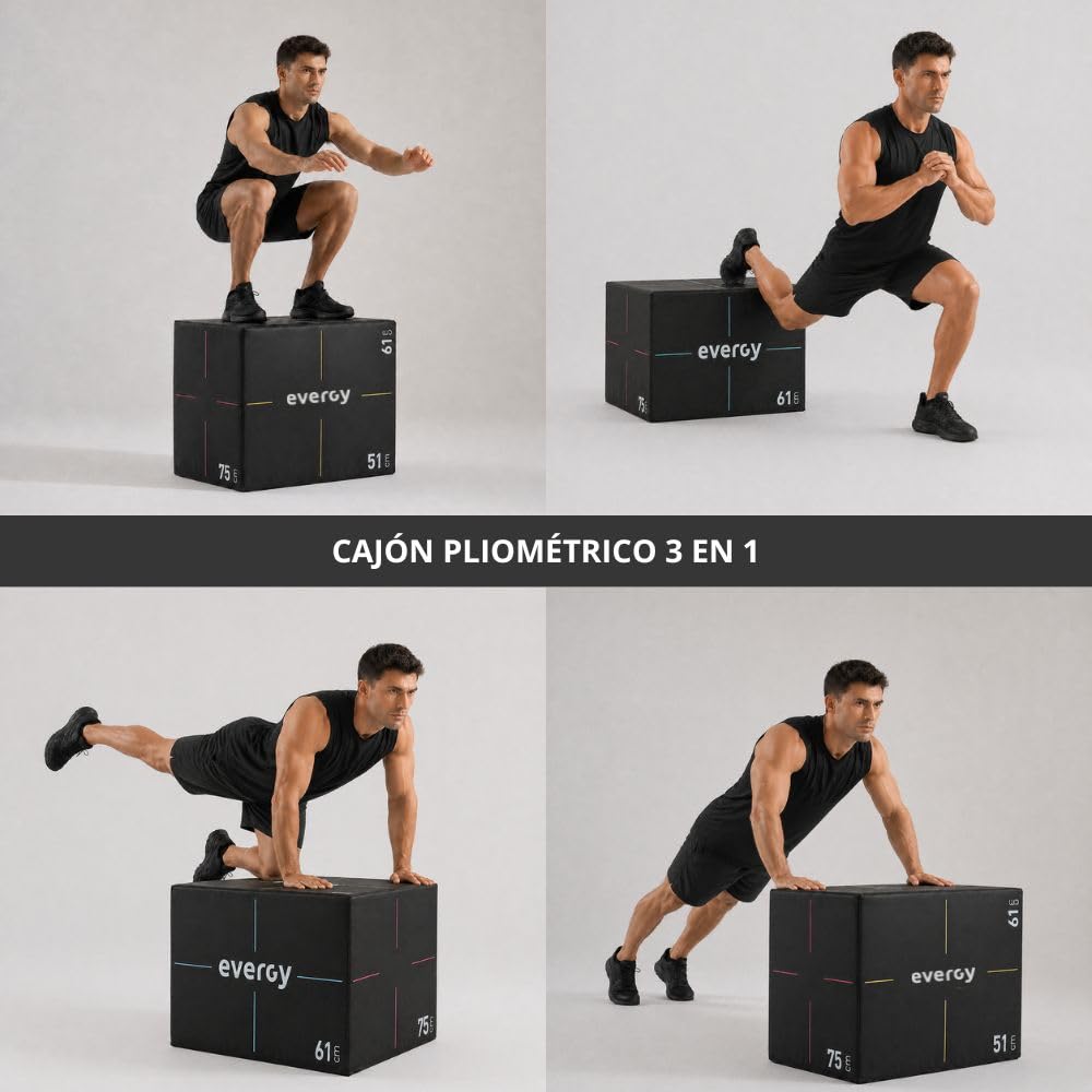 Pliometrica Foam 3 en 1 evergy. Cajon Pliometrico. Steps Fitness Cajón de salto Crossfit. Steppers Crossfit. Cajon de salto. Plyo Box, Jump Box Cross Training. Cajon Crossfit
