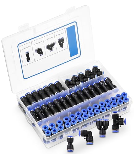 Cexovo 60 Stück Gerade Pneumatik Steckverbinder,6mm Pneumatisches Quick-Push-In-Verbindungs-Kit,Pneumatik Steckverbinder,Pneumatische Verbinder Schlauchverbinder 6mm für Luft Wasser Schlauchanschluss