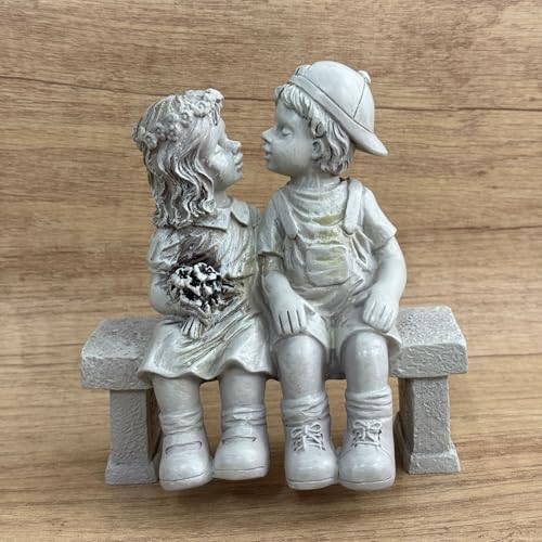 Ozdoba ogrodowa, figurka małego chłopca i dziewczynki, miniaturowa ozdoba z żywicy, do domu i ogrodu