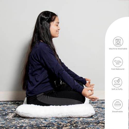 Image of NEXTGO Floor Seat Cushions Yoga Meditation Mat Pooja aasan Soft Extra Comfortable Feather Touch Last Long Upto Washable Material Size 24 x 30 Inch 2 x 2.5 Fit (White)