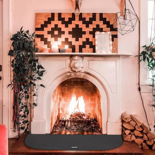 Kamin Matte Feuerfeste Unterlage 100 x 50CM Halbrund Funkenschutzplatte Herdbereich Feuerstelle Matte für Holzofen Feuerhemmende Teppiche Herdunterlage Schutzmatte für Kamine im Herd,Heizungen