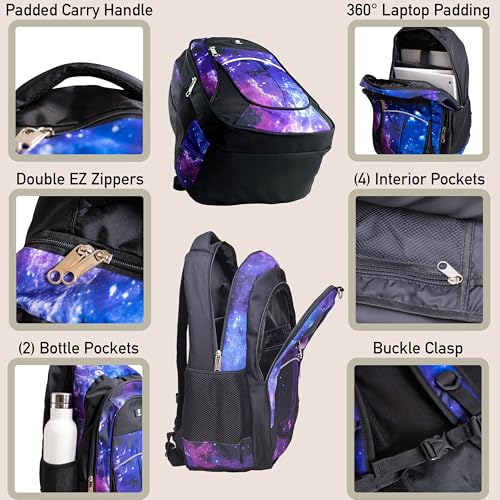 Fenrici Galaxy Backpack for Girls, Boys, Kids, Teens, 18" Durable Book Bags for Kindergarten, Elementary, Middle School Students, Standard Large Size3
