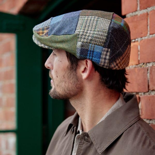 Image of Biddy Murphy Irish Hats for Men Men's Flat Irish Hat Patchwork 100% Wool Made in Ireland XXL Multicolor