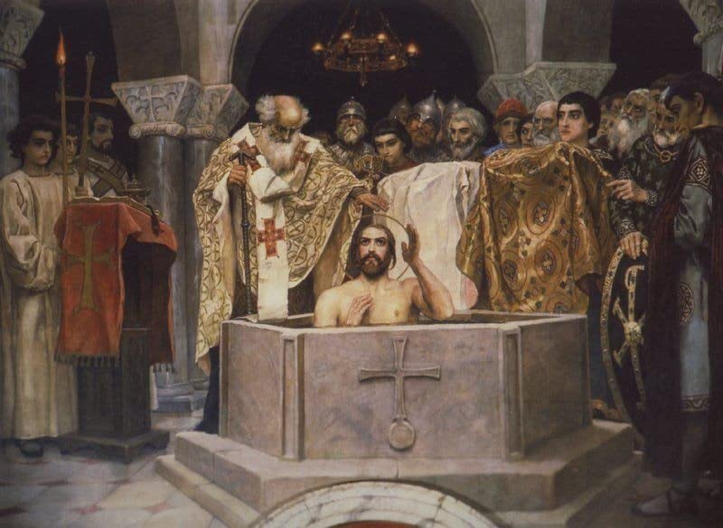 Tableau le Baptême de Vladimir Vasnetsov impression d'art mural pour chambre 60x90cm