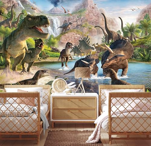 TUNDJ - Dinosaur Wallpaper Peel and Stick Animal Self-Adhesive Wall Murals for Childrens Rooms 82x57