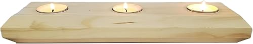 Portavelas de 3 candelabros de madera con velas de té, 12 pulgadas, decoración del hogar para exhibición de mesa (madera natural, cónico moderno)