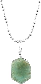 Natural Raw Emerald Gemstone Pendant Necklace, Rough Chakra Stones, Healing Crystals, Silver Plated Chain, Gift for Women, May Birthstone, Dainty Necklace, Raw Gemstones Jewelry 18 inch