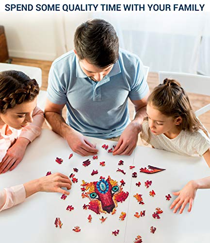 Hodslen Woods - Animal Wooden Jigsaw Puzzles For Kids (10+ Years) Adult, Teens, Family; Majestic Animal Shaped Natural Wood Puzzle, Beginner Level, 9X14.1 In. (23X38 Cm), 130 Pcs, L - Size – Caracal #TOP5