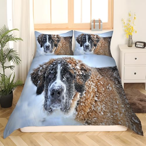 Housse de couette chien Saint-Bernard 3 pièces en microfibre douce zippée - 3