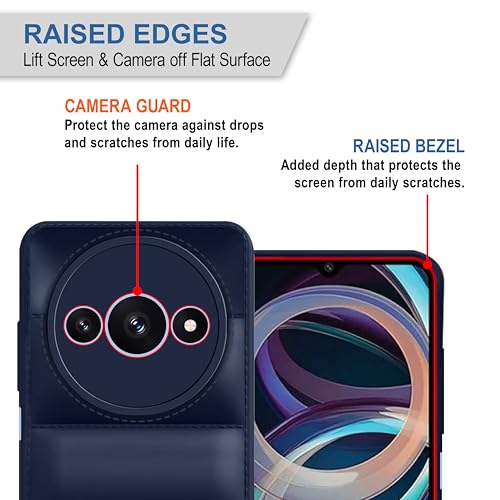 Image of CEDO Redmi A3 / Redmi A3x / Poco C61 (4G) Back Cover | Camera Bump & 360 Flexible Puff Armor Protection | Matte Soft Silicon Shock Proof Rubberised Back Case Cover (Blue)