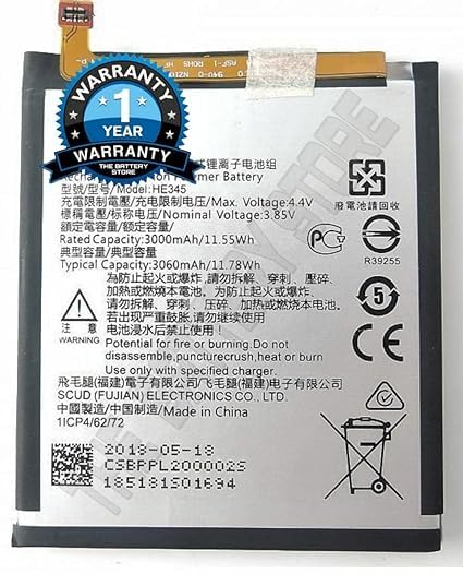 Image of THE BATTERY STORE Original HE345 Battery for Nokia 6 2nd Generation 2018 / TA-1016 / TA-1045 / TA-1068 Battery with 1 Year Warranty***(PPP68)