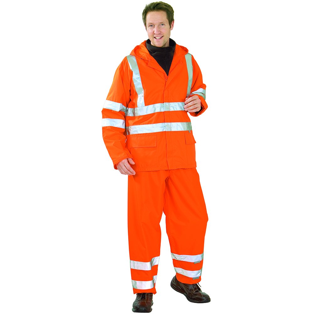 Planam 2061044 Warnschutz Regenjacke, Uni Orange, Größe S