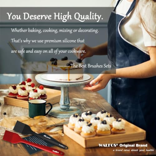 Image of Walfos Pastry Brush, 600℉ Heat Resistant Silicone Basting Small Brush For Baking Cooking BBQ Kitchen king, Desserts, BPA Free&Dishwasher Safe