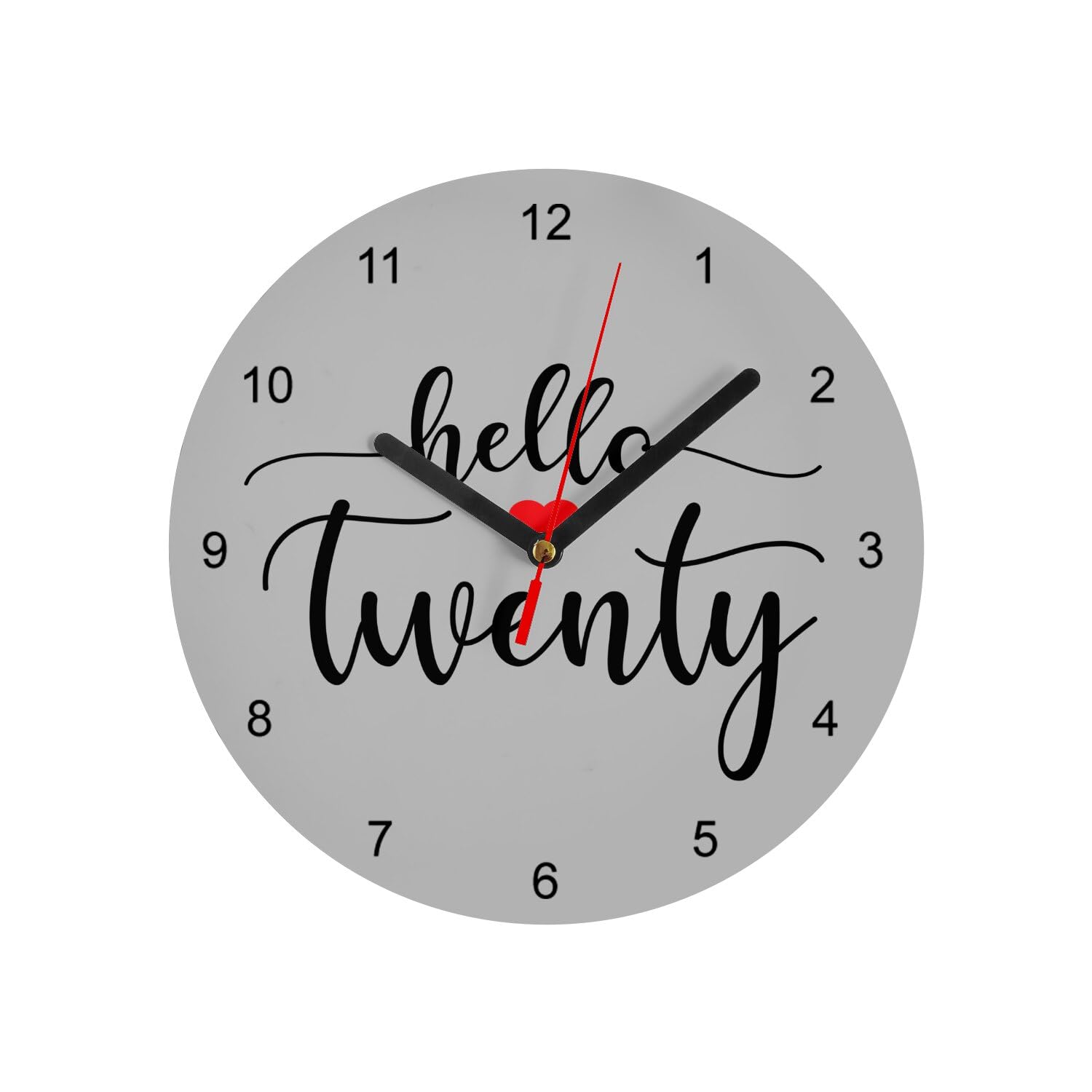 Horloge murale en verre Hello Twenty gris pour décorer la chambre