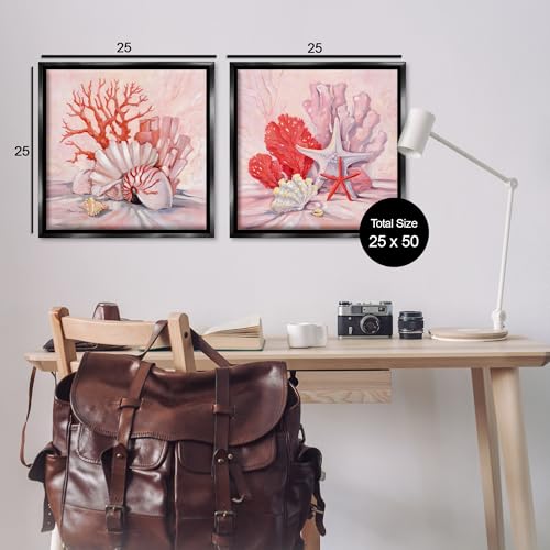 Stupell Industries Conjunto de arte de parede em tela flutuante emoldurada rosa coral natureza morta