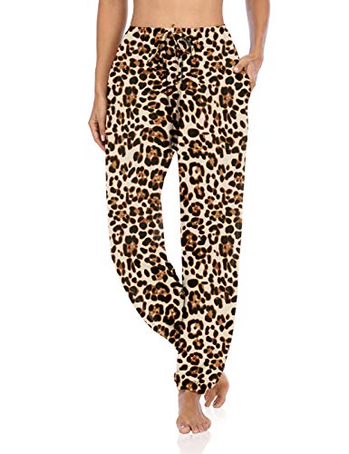 ZJCT Womens Yoga Sweatpants Loose Comfy Drawstring Lounge Pants Casual Pajama Harem Joggers Pants with Pockets Leopard