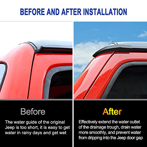 Z8LED Rain Gutter Extension,Hardtop Rain Diverter ABS Drip Rail Extension Rain Gutter Exterior Accessories Compatible with Jeep Wrangler 2018-2020 JL JLU Gladiator JT - Thumbnail 5