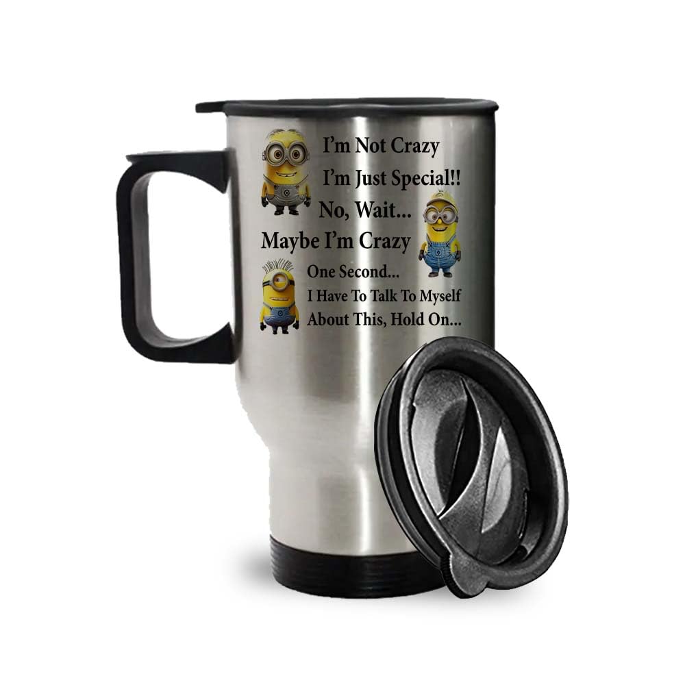 Crunchy Carrots I'm Not Crazy I'm Just Special 14 oz Stainless Steel Insulated Travel Mug. (Silver Travel Mug)