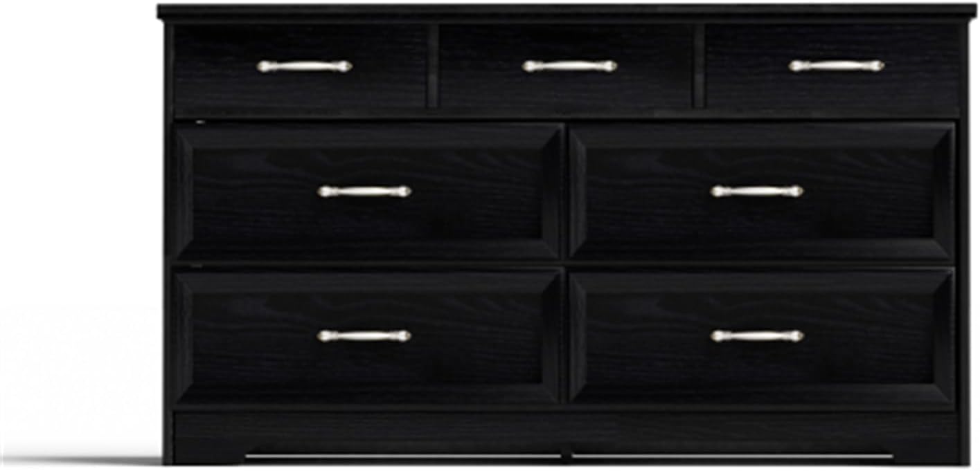 Modern Bedroom Chest of Drawers, Storage Cabinet with 7 Drawer Dresser, Metal Pulls for Living Room, Bedroom, Hallway, Black, 47.6" L x 15.7" W x 26.6" H