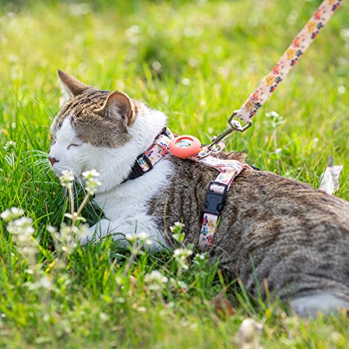 Tukoaw Cat Harness And Leash Escape Proof For Walking Travel Outdoor - Soft Nylon Adjustable Cute Cat Harness Leash Set With Airtag Holder For Small Medium Large Cats #TOP2