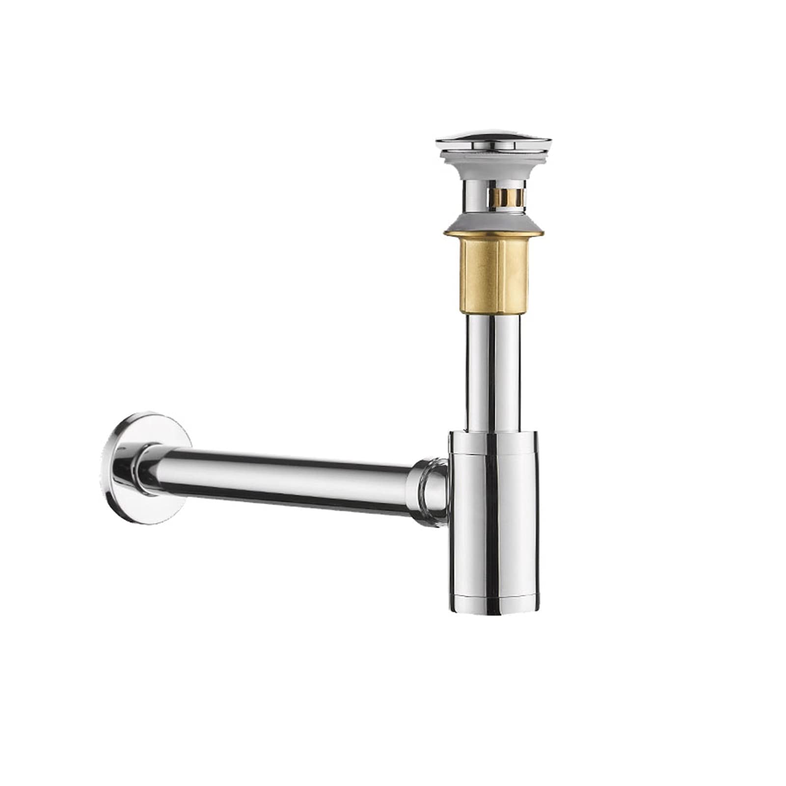 Trappola per bottiglia, Durevole Sifone Sigillato Anti-odore Anti-blocco Accessori per lavello Alta qualità Lavandino Tubo di scarico a parete (Colore : Silver, Dimensione : #2)