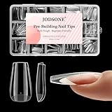JODSONE Coffin Nail Tips 224Pcs Soft Nail Gel Tips Pre-Shaped Acrylic Fake Nails Full Cover Clear Gelly Press on Flase Nail Tips for Extension Nail Manicure Home DIY 14 Sizes