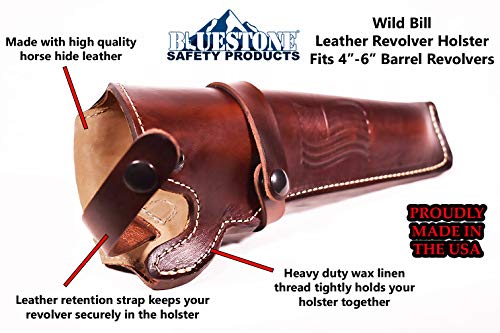 Bluestone Safety Western Leather Revolver Holster Fits 4 To 6 Inch Barrel Revolvers Single Double Action Ruger Redhawk Gp100 Colt Army 45 Long #TOP2