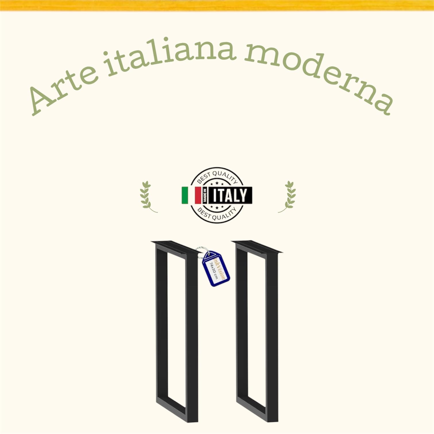 Set di 2 Gambe per Tavolo in Metallo, Altezza 74 cm, Struttura in Acciaio al Carbonio, 74x30 cm, Forma Quadrata, Nero