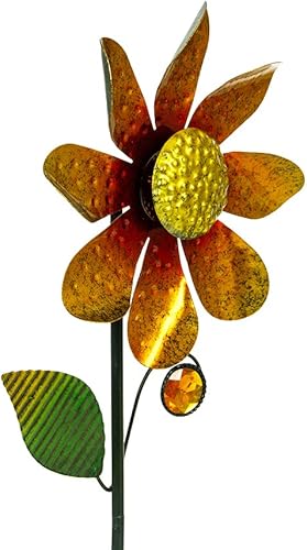 Miniatura 21 de Molinillos de viento para exteriores, molinetes de jardín de flores de metal, esculturas de viento de jardín y molinillos para decoración de patio