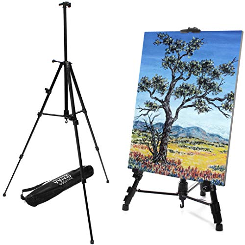 Vvivid Black Aluminum Tall Adjustable Light-Weight Display Easel Including Black Nylon Carrying Case (60") #TOP20