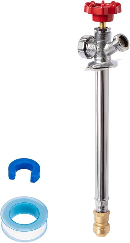 10" Frost Free Sillcock, 1/2" Push Connect x 3/4" GHT Hose Bibb | Solid Brass, Anti-Siphon Outdoor Spigot with Vacuum Breaker, Garden Valve, Detachable Push-to-Connect End