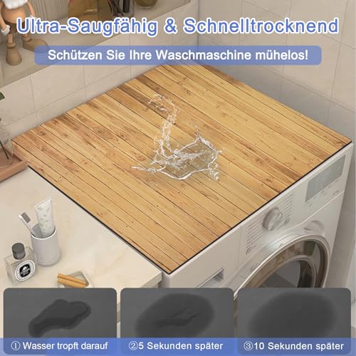 Waschmaschinenauflage 60x60 cm, Universal Waschmaschinenabdeckung, Rutschfest Waschmaschinenbezug, Antirutschmatte Waschmaschine, Staubschutzabdeckung für Waschmaschine, Trockner, Deckelschutz