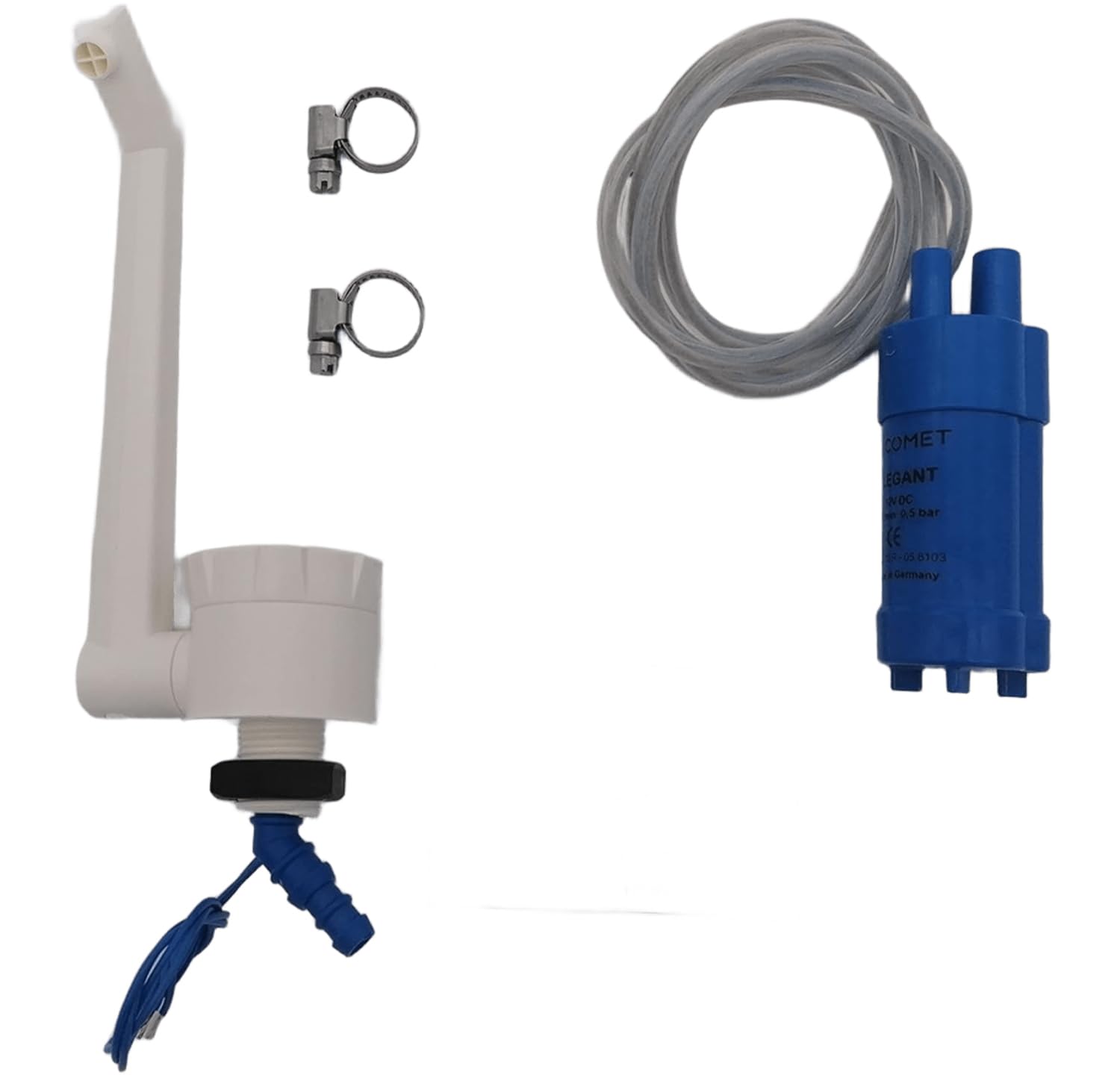 CR-MOESANCO® KIT Robinet + Pompe + 2 Pinces INOX pour Caravane Camping-Car 12v Évier (ELEGAND