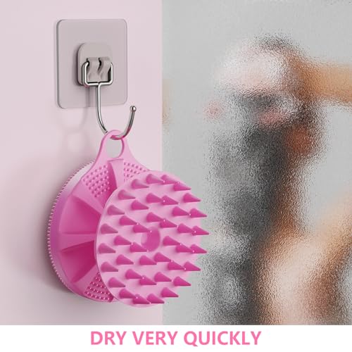 Image of 2 In 1 Silicone Brush, Body Shower Scrubber And Scalp Hair Massager Shampoo Brush, Deeply Cleansing Skin, Dandruff Removal And Hair Growth, Gentle For Women Men Sensitive Skin (Lilac)
