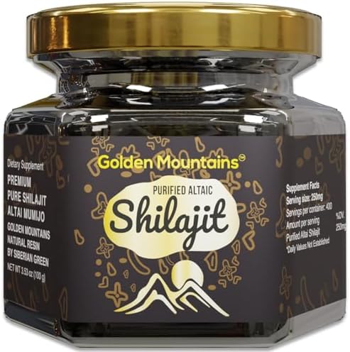 Pure Authentic Siberian Altai Golden Mountains Shilajit Resin 100g 3.53oz - Measuring Spoon â Quality & Safety Certificate in Each Box