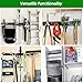 PIYILO Garage Organization, Garage Wall Organizer with 48 inches Rails and 6 Hooks, Tool Organizers Heavy Duty, Shovel Holder Wall Mount Max Load 360 LBS, Sturdy Garden Tool Rack for Folding Chairs