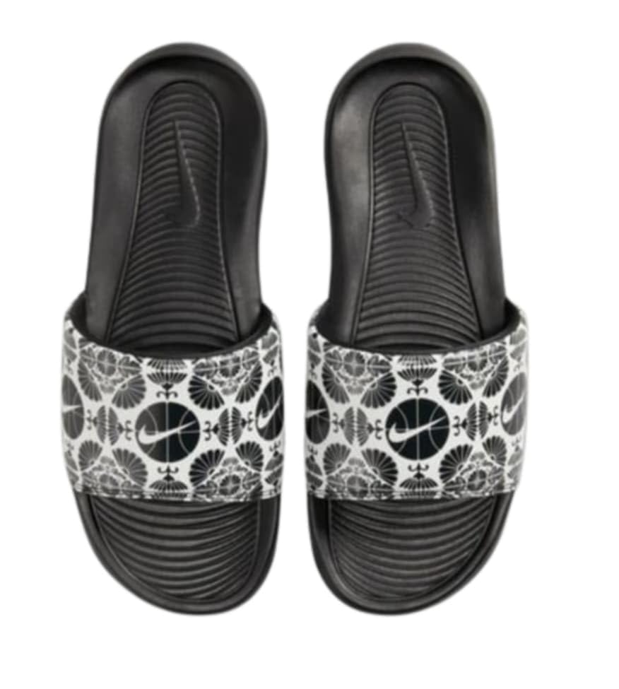 Nike Victori One Printed Basketball Slides Printed Black White Men's sz 112