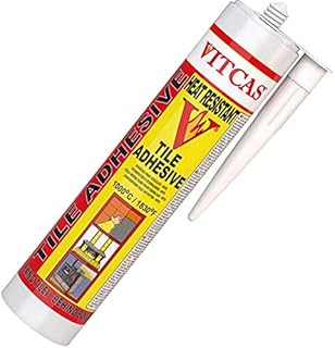 VITCAS HRTA - Heat Resistant Tile Adhesive  Ceramic Sealant  Silicone - Quick Drying - Thin Layer - Tile Preservation - Glue - Smooth Paste - For Fixing  Easy to Use - 1000 C