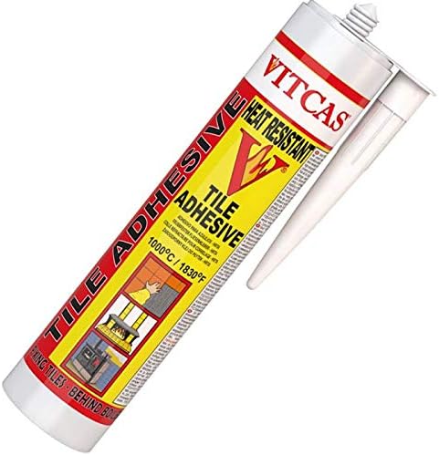 VITCAS HRTA - Heat Resistant Tile Adhesive  Ceramic Sealant  Silicone - Quick Drying - Thin Layer - Tile Preservation - Glue - Smooth Paste - For Fixing  Easy to Use - 1000 C