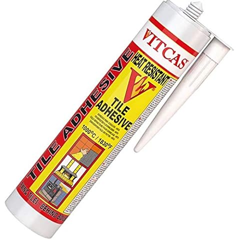VITCAS HRTA - Heat Resistant Tile Adhesive - Ceramic Sealant - Silicone - Quick Drying - Thin Layer - Tile Preservation - Glue - Smooth Paste - For Fixing - Easy to Use - 1000 C Cover