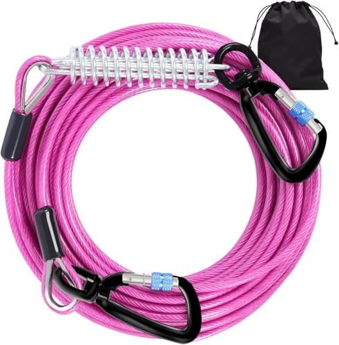 Snagle Paw Hochbelastbar Hofleine für große Hunde für den Garten 15m Reißfestigkeit 100 Pfund, Drehbarer Verriegelbarer Haken & Feder, Stoßabsorbierende Tie Out Leine für Hundeauslauf