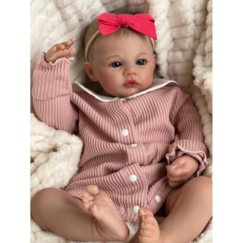 DOYSDJH Poupée Réaliste, 45 Cm Bebe Reborn, Vinyle Silicone Souple Poupée Reborn Corps Silicone Rose, Garçons Filles Cadeau De Jouet Style Classique,...