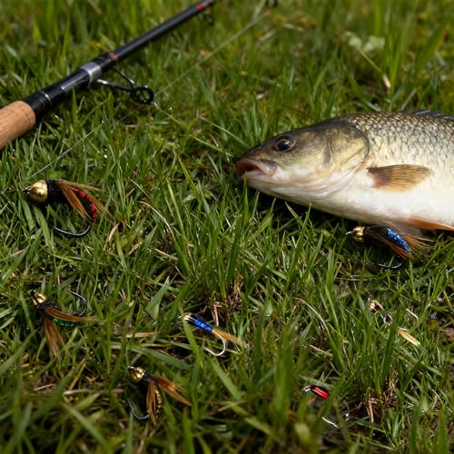 Image of Fly Fishing Flies Assortment Kit, 16 Pcs Hand-Tied Dry Wet Fly Fishing Lures, Nymphs, Streamers, Terrestrials for Trout Bass Sunfish, Pike with Fly Box