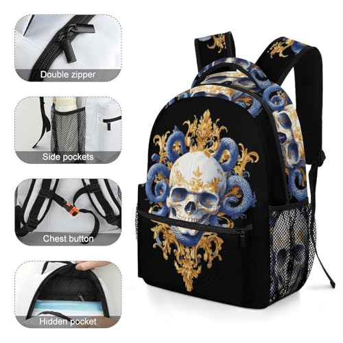 Medusa-Skull Vertical Art Funny Backpack Casual Daypack Lightweight Shoulders Bag for Men Women Cute Print4
