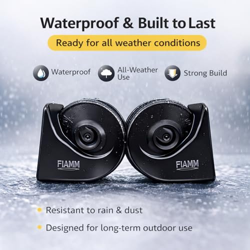 Image of FIAMM Car Horn 12V Loud Sound Dual Tone Snail Horn with Relay, Waterproof Heavy Duty Horn Set for Car, Bike & Truck, High Sound Universal Vehicle Horn (Set of 2)